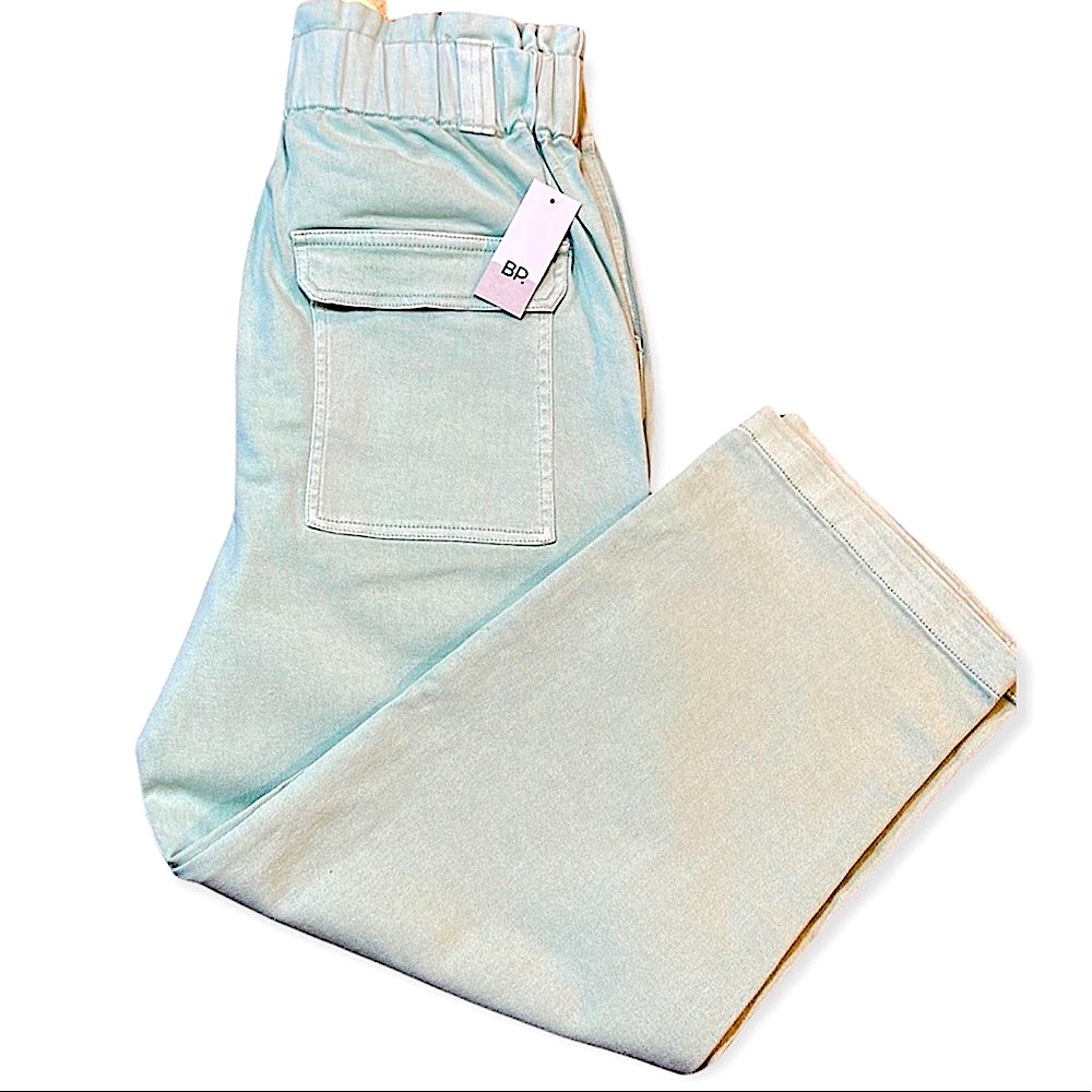 BP Nordstrom Lt Green Paper Bag Wide Leg Denim Pants 28 - Picture 3 of 9